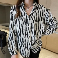 vintage floral shirts womens blouses single breasted loose female clothes printed long sleeve shirt tops lapel chiffon blouse