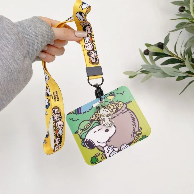 Держатель для удостоверения личности с рисунком Снупи ремешок чехол карты на