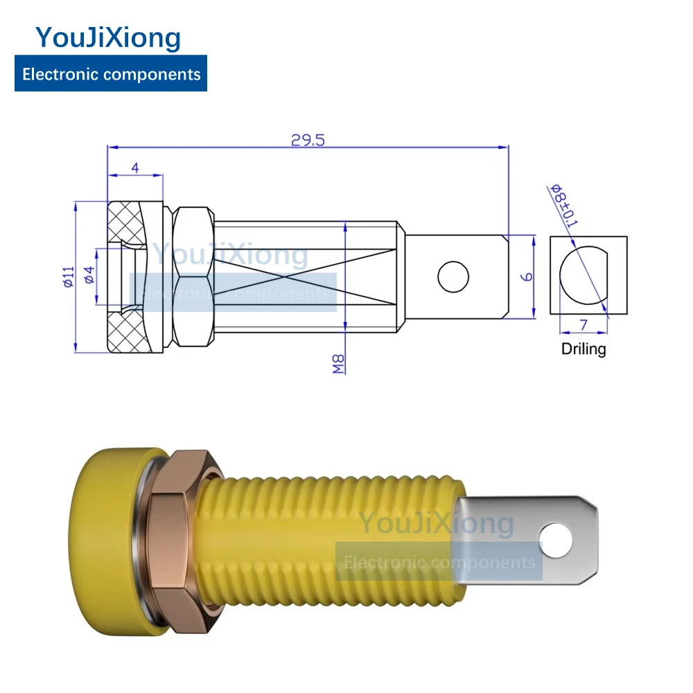 Розетка типа банан 4 мм/8 мм розетка для панели с открытым отверстием/латунная