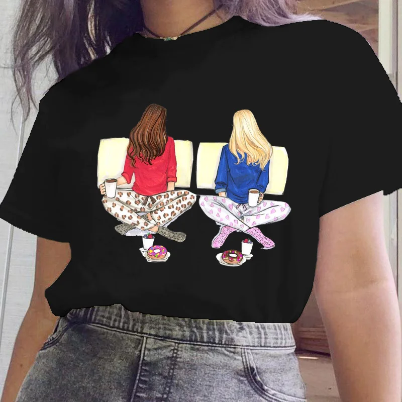 

Fashion Aesthetic Lovely 90s Trend Friends Tees Ladies Summer Female Clothes Kawaii Tshirts Tops Women Cartoon Graphic T-Shirts
