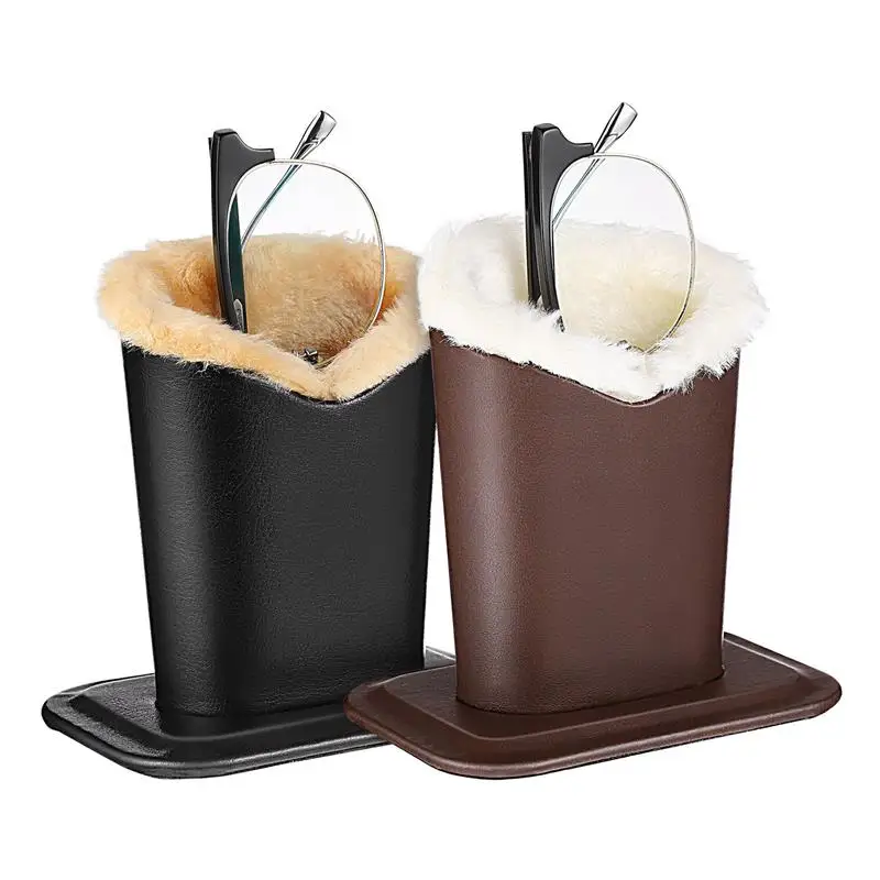 

2Pcs PU Eyeglass Holders Sunglass Stands with Soft Plush Lining Eyeglass Holder Stands Safe Plush Lined Glasses Case