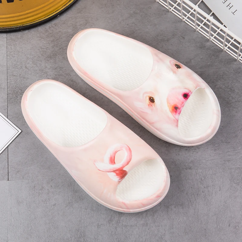 

2022 New Summer House Pink Men Slippers Women Flip Flops Thick Slides Fashion Printed Couples Platform Shoes outdoor sandals