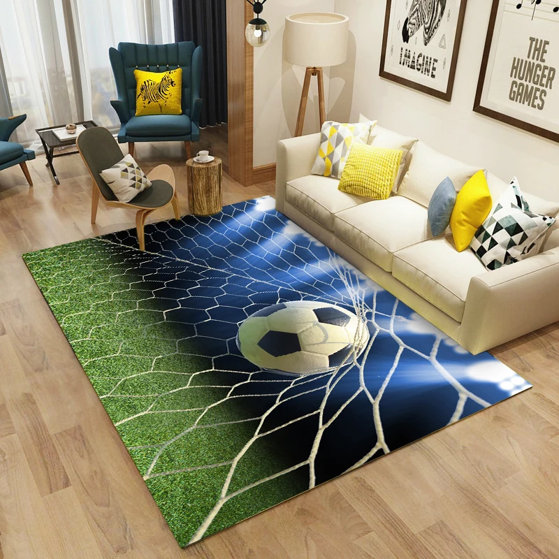 

Football Carpet And Rugs For Living Room Bedroom Children 3D Soccer Print Pattern Large Rug For Kitchen Bathroom Mat Home Decor