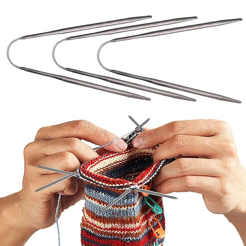 

Stainless Steel Circular Knitting Needles Mini Small Crochet Needles Pins Needlework Craft Knitting Hooks DIY Weaving Tools