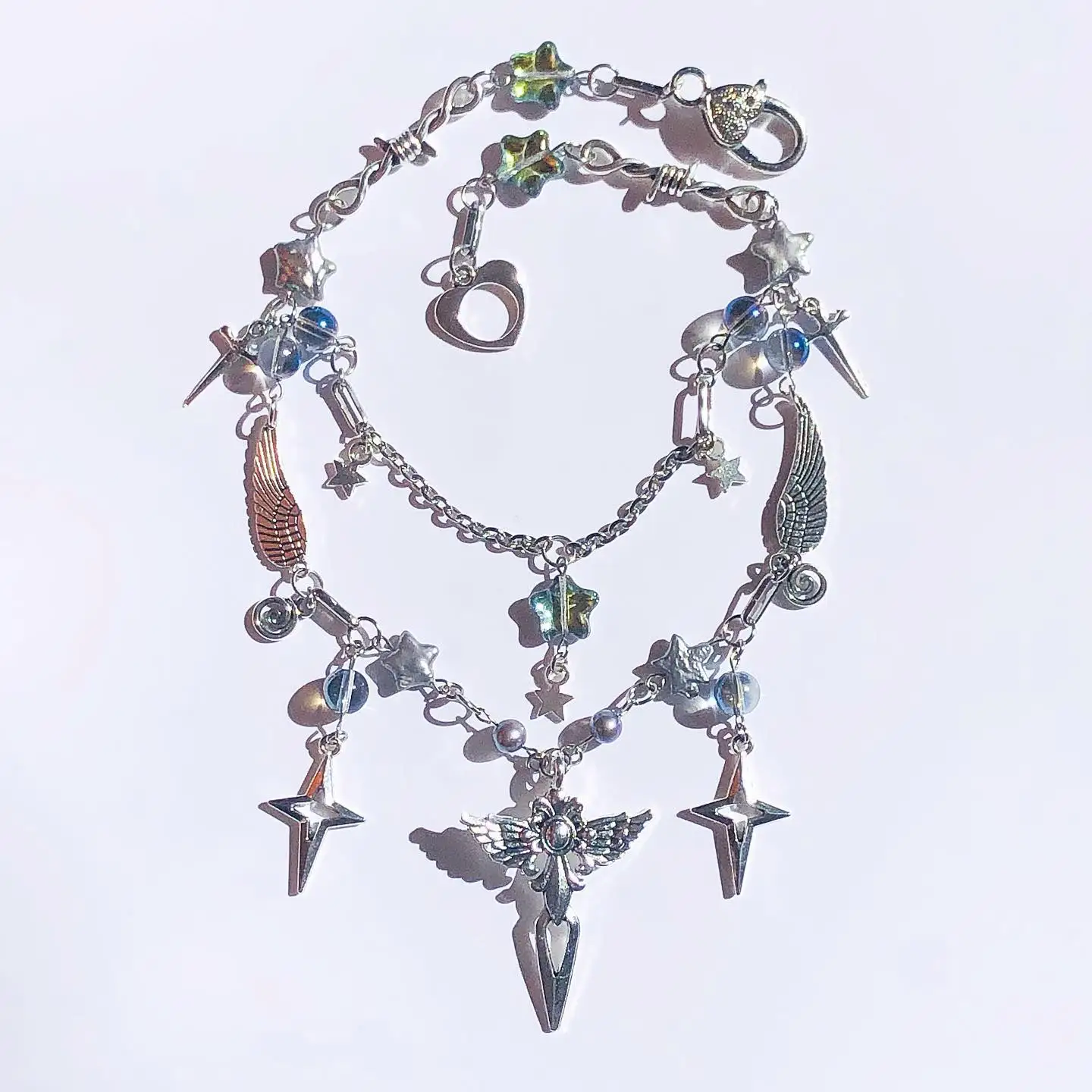 

Handmade Fairy Grunge Beaded Chain Fairycore Necklace, Fairycore Necklace, czech beads, Grunge Necklace, Chain