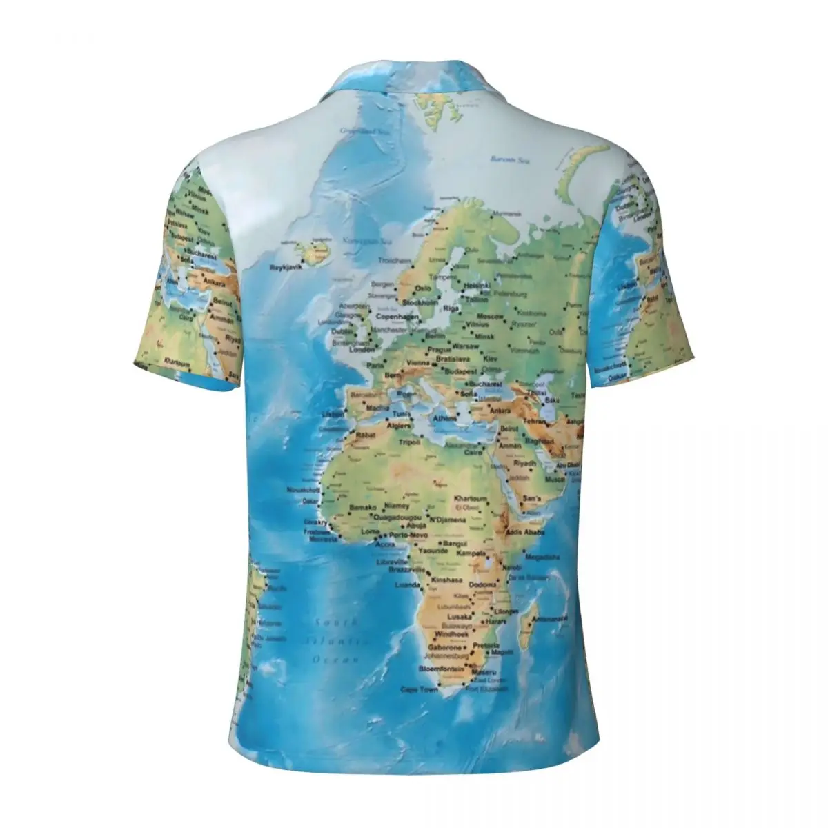 Рубашка-поло мужская с рисунком карты мира Повседневная рубашка коротким