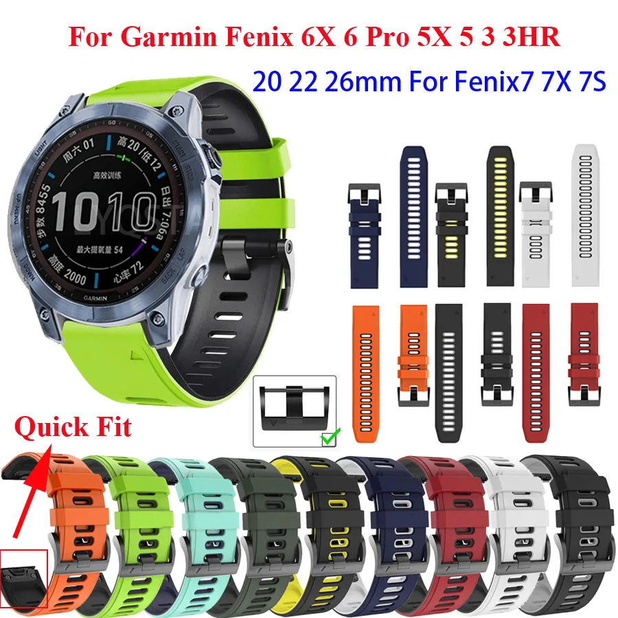 

Sport Silicone Watchband Wriststrap for Garmin Fenix 6X 6 6S Pro 5X 5 5S Plus 7 7S 7X 3HR MK1 20 22 26mm Quick Release Wirstband