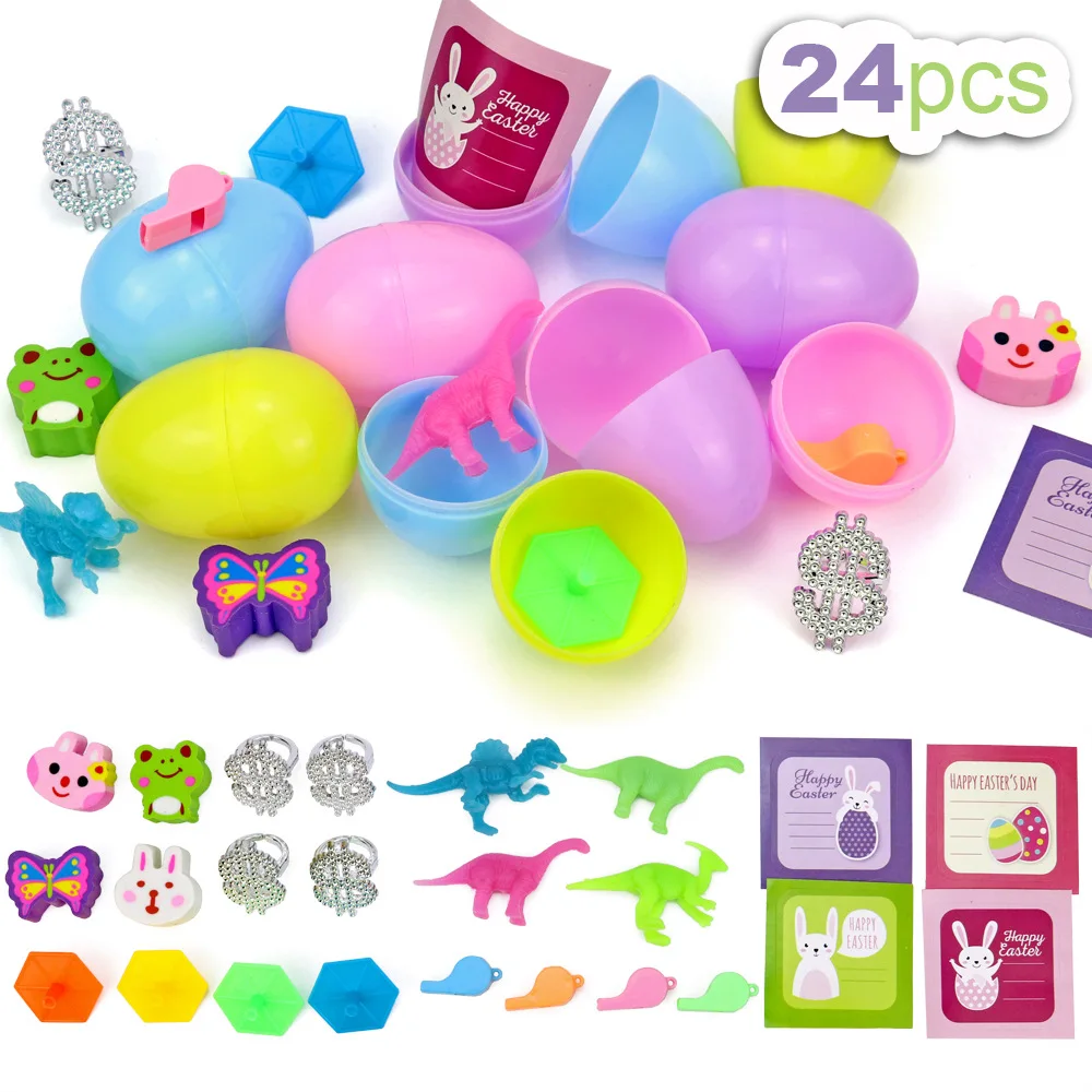 

24 Cute Animal Slime Stamps Filled Easter Eggs for Easter Eggs Hunt, Easter Basket Stuffers/Fillers, Filling Treats, Party Favor
