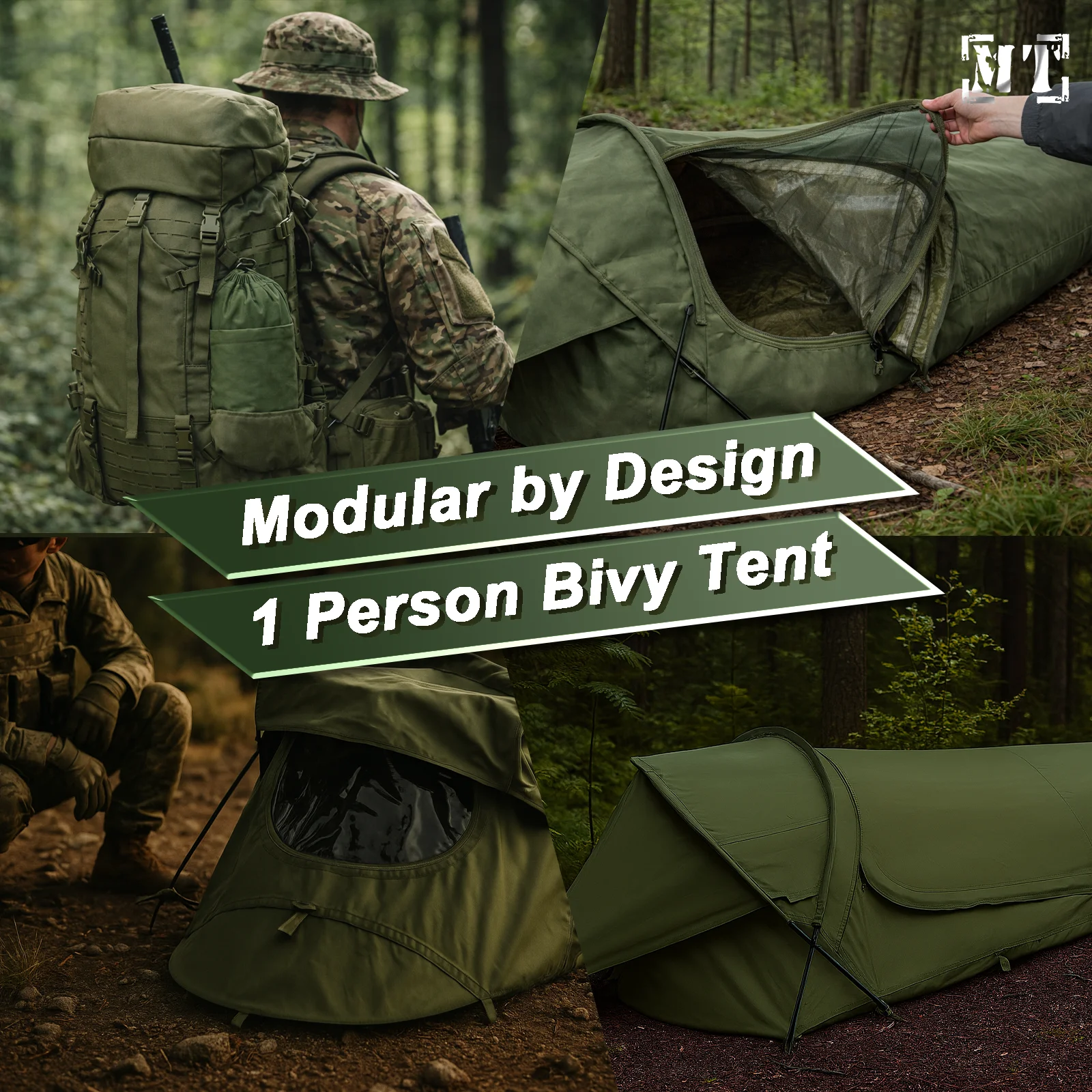 Тактовое укрытие, палатка Bivy для одного человека, компактная водонепроницаемая спальная система оливкового краба с сеткой от насекомых и Windows из ТПУ (art.: 3920d45e4b2e5) - 3920d45e4b2e5