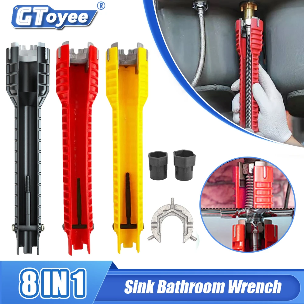 

5/6/8 In1 Multifunctional Sink Wrench Repair Sink Plumbing Tool Wrench Faucet Key Plumbing Pipe Wrench Bathroom Wrench Tool Sets
