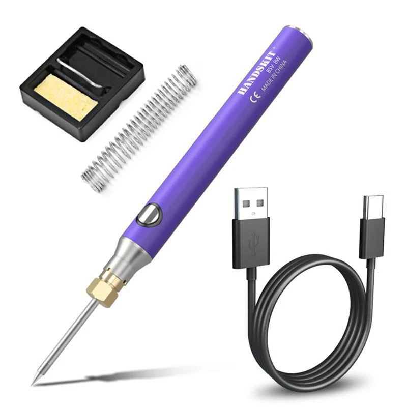 

HANDSKIT USB Battery Soldering Iron Rechargeable Electric Soldering Iron Lithium Battery Tip Model Soldering Tool Set