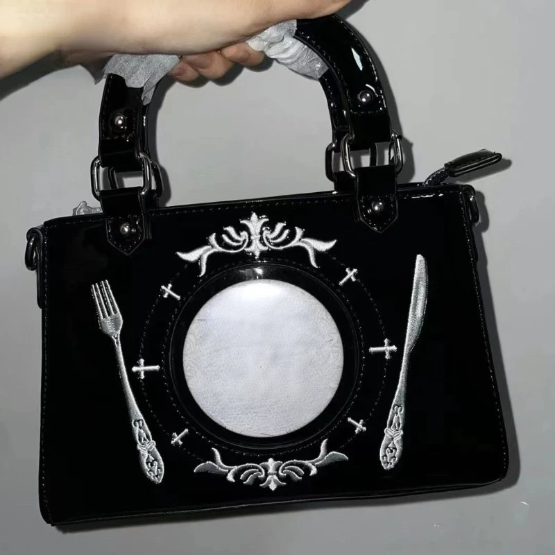 Vintage Harajuku Punk Gothic torba na ramię pod pachami moda słodka fajna Y2k estetyczne torebki co dzień kobiety przezroczyste torby Ita