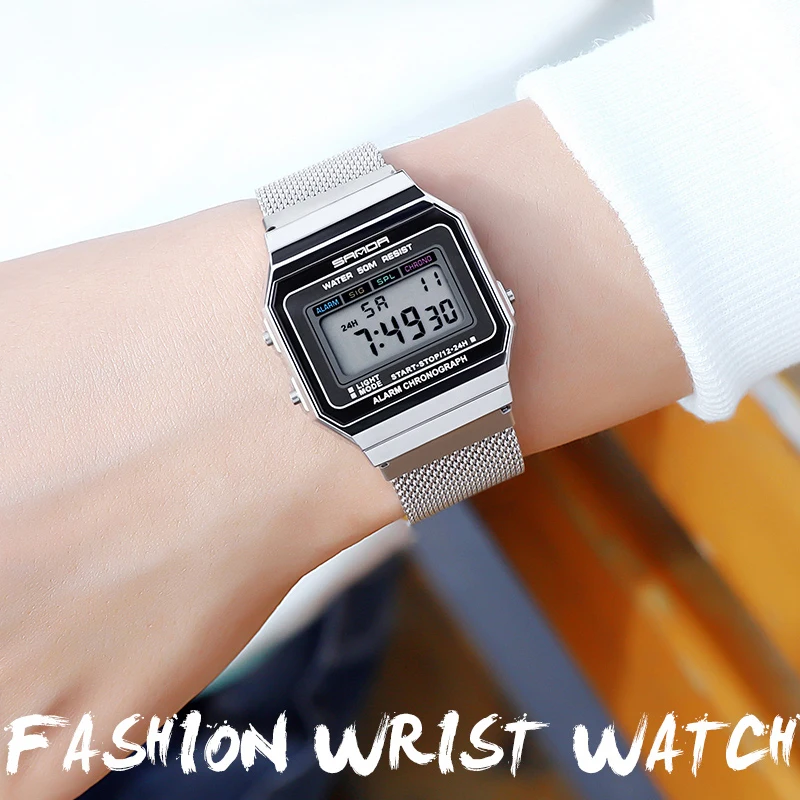 

Women's Led Digital Watches Steel Waterproof Sport Watch For Women Steel Business Clock Thin Wristwatch Ladies Relogio Feminino