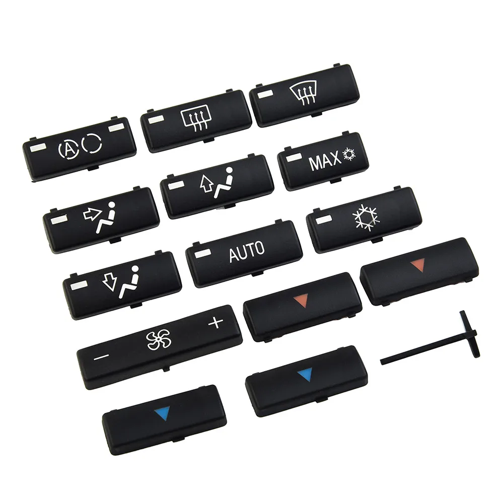 

For BMW X5/E53 E39 Ac climate control Interior Protector Switch 14pcs Auto Black Button Cover Air Conditioning