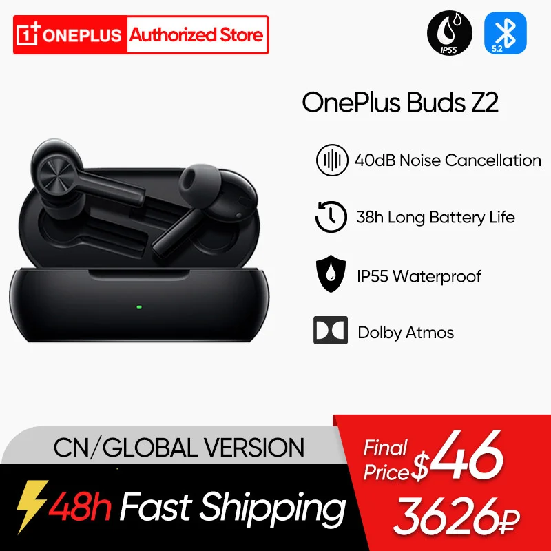 Bluetooth-наушники OnePlus Buds Z2 с шумоподавлением 40 дБ | Электроника