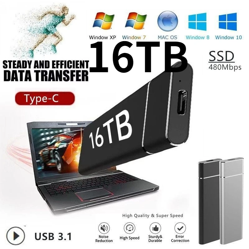 

SSD мобильный твердотельный накопитель 8 ТБ 1 ТБ устройство для хранения Жесткий диск компьютер портативный USB 3,1 мобильный жесткий диск тверд...