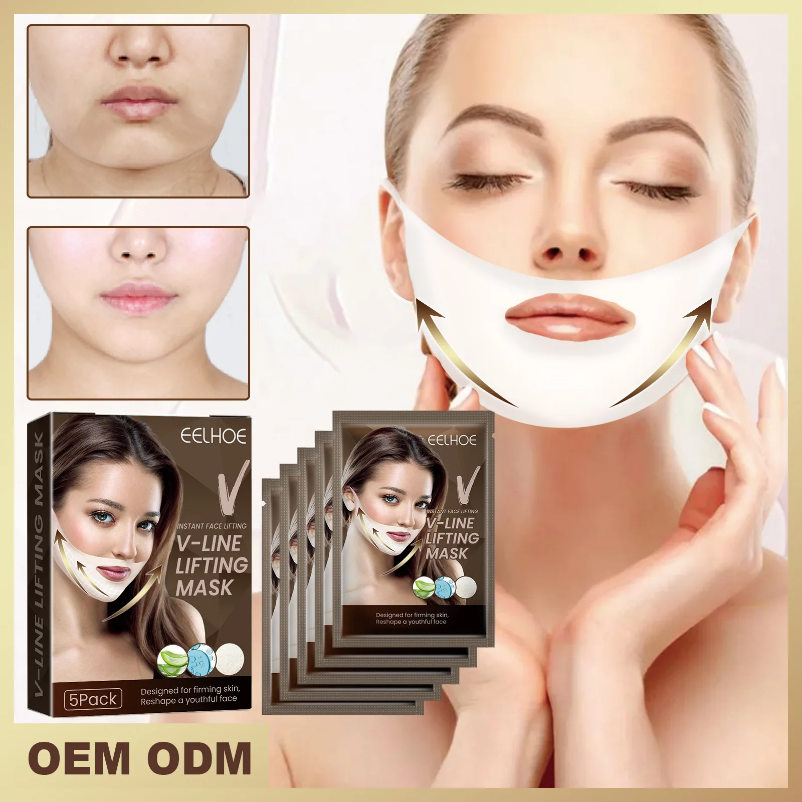 

Face Lift Slimming Mask Neck Mask Face Lift V Lifting Chin Up Patch Ear Tightening Skinny Double Chin Reducer 5pcs skin care