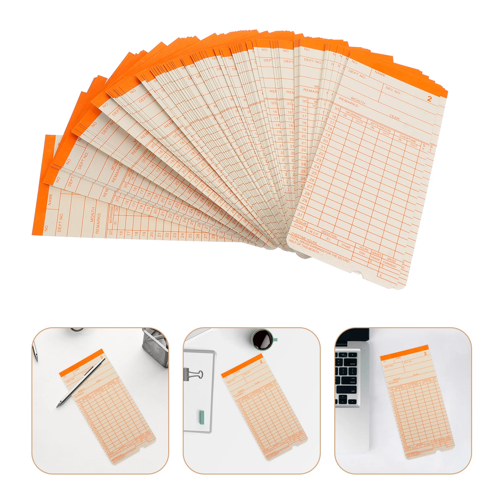 

100 Sheets Practical Durable Creative Time Cards Attendance Recorder