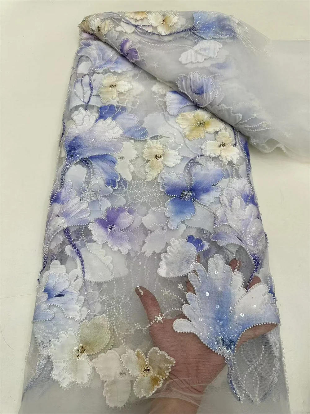 Африканская кружевная ткань с цветочной вышивкой высококачественная 2024 5 ярдов