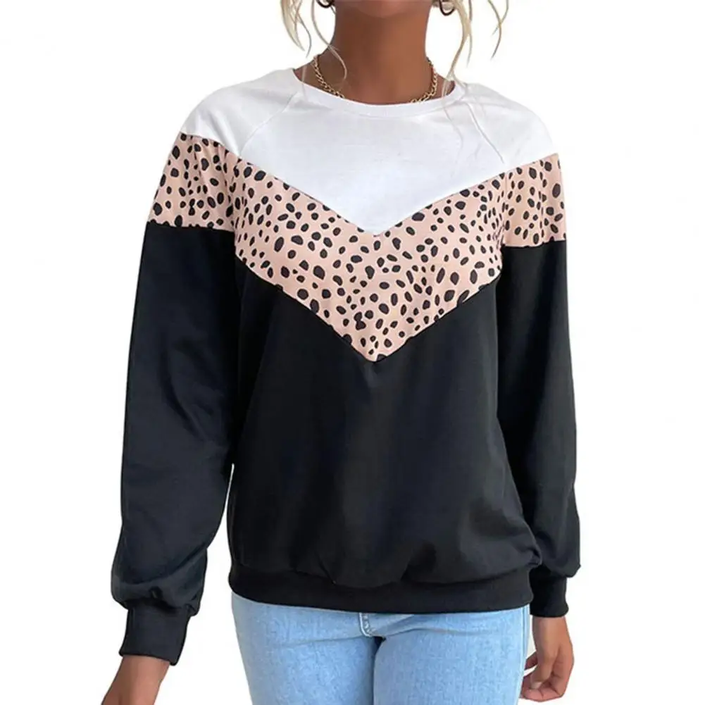 

Autumn Top Round Neck Soft Fabric Autumn Top Color Matching Sweatshirt