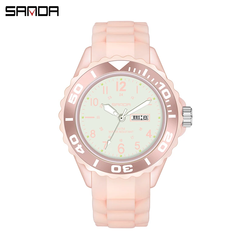 Sanda 1053 Compact ZB Digital Electronic Quartz Watch Fashion Women’s Watches Night Vision Fluorescent Waterproof Watches