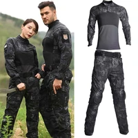 military uniform multicam army combat shirt airsoft tactical pants with pads camo windproof suit hunting clothes t shirts