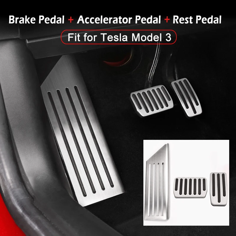 

3 шт., автомобильные педали из алюминиевого сплава для Tesla Model 3 (педаль тормоза + педаль акселератора + ножная педаль)