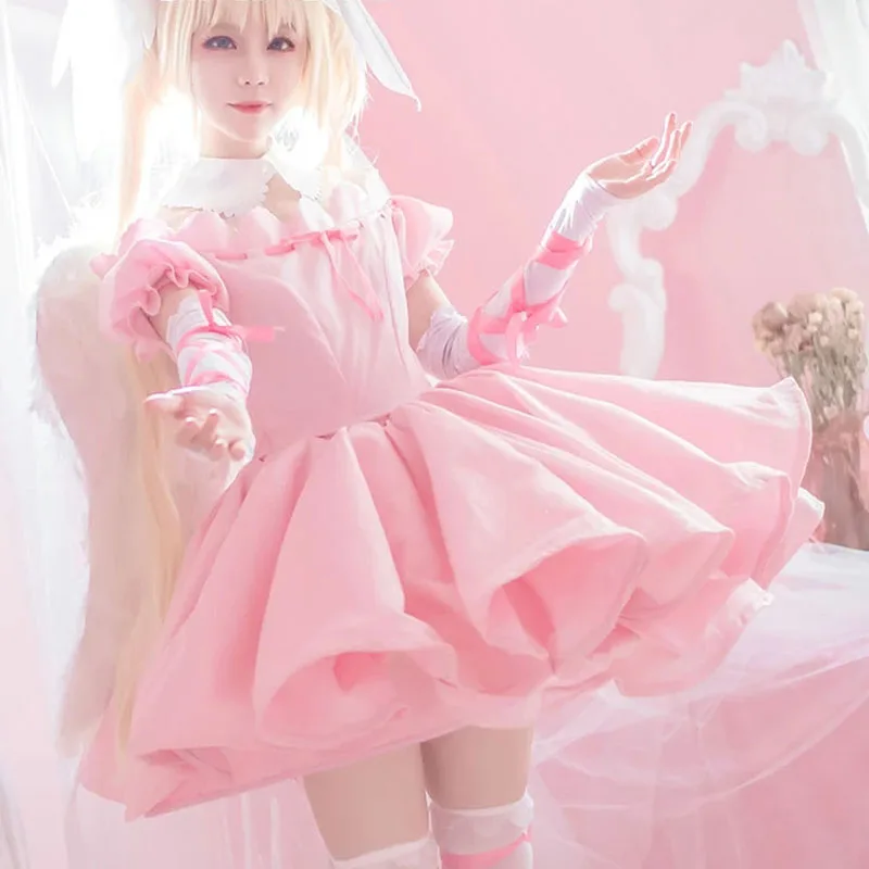 

Аниме Shugo Chara Tsukiyomi Utau костюм для косплея ангела женское сексуальное розовое платье принцессы Лолита комплект головных уборов