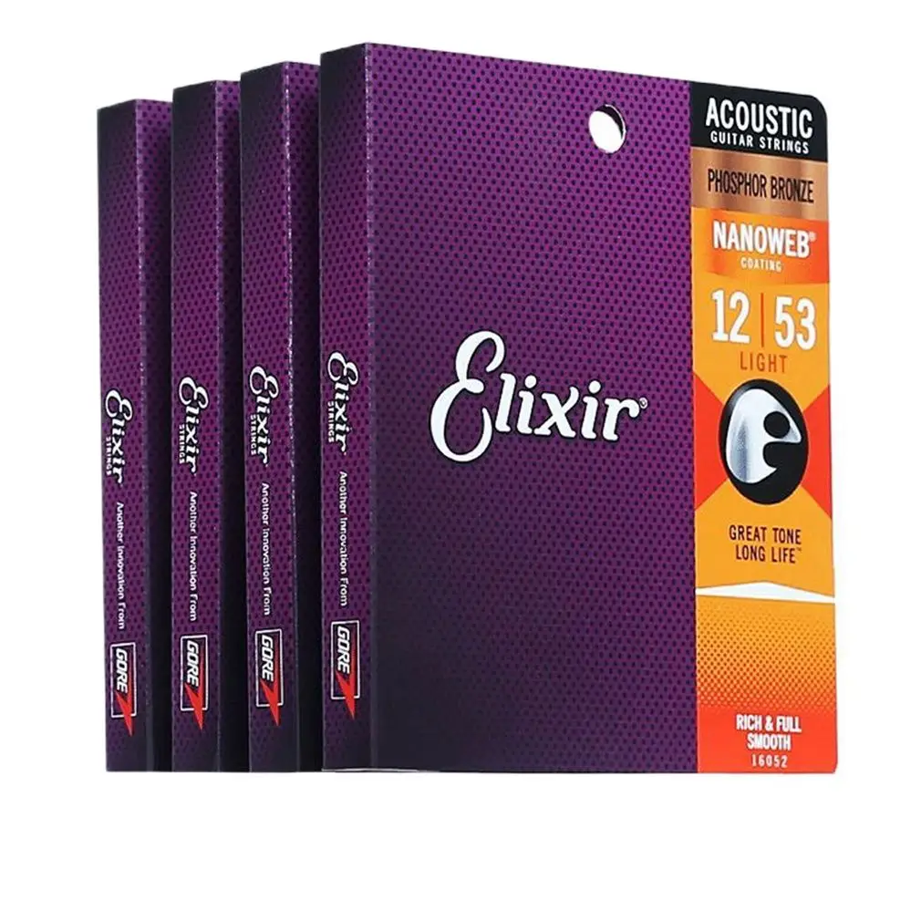 

Elixir NANOWEB Acoustic Guitar Strings Ultra-Thin Coating for Electric Guitar 11002 11052 16027 80/20 Phosphor Bronze Nickel Set