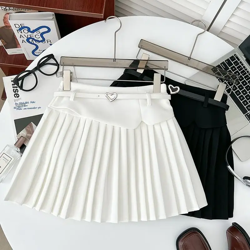 

Korean Style Sexy Club Mini Skirt Women Summer High Waist A Line Pleated Skirt Girl Fashion White Black Short Skirt Dropshipping