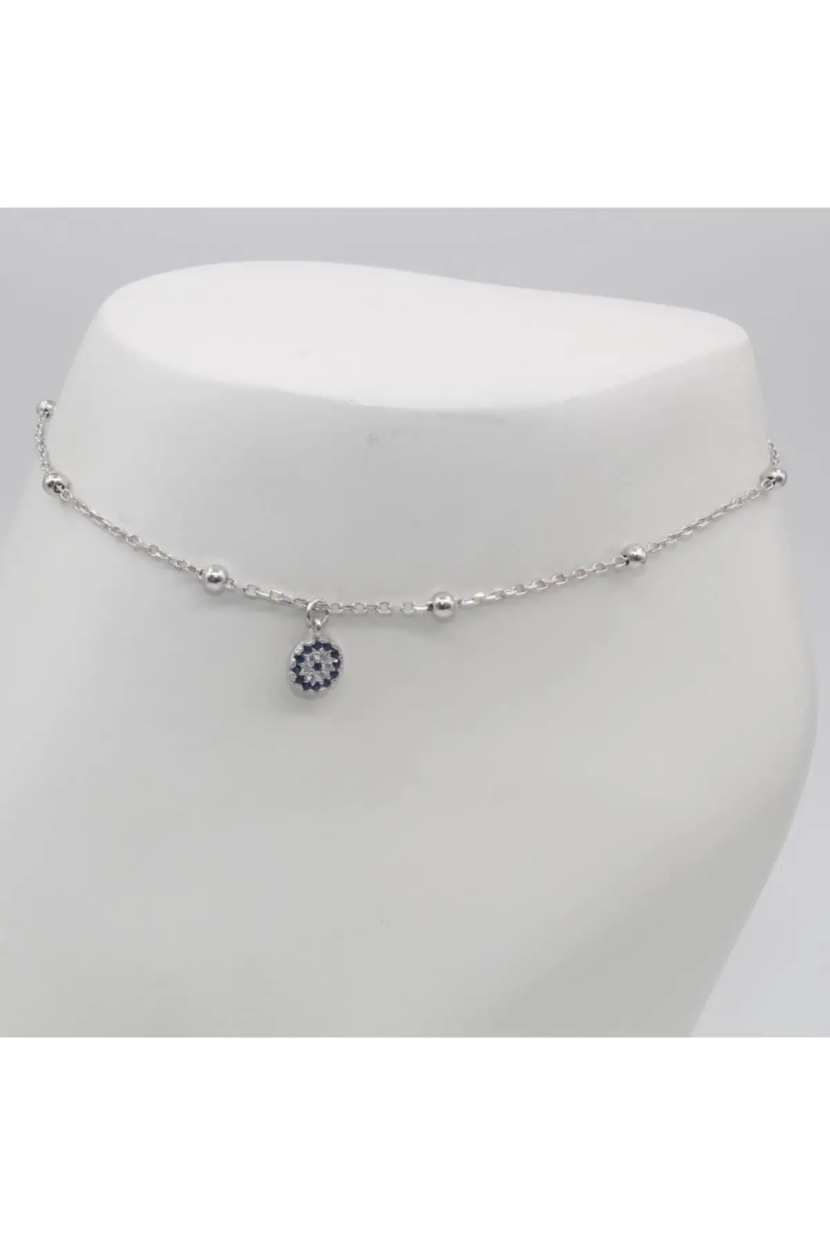 

Браслет на ногу из серебра с шариковой цепью