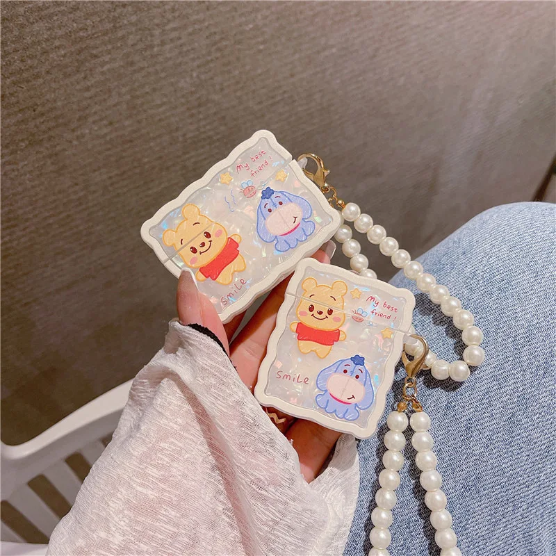 

Cartoon Bear Donkey Shell Texture Pearls Case for AirPods 1 2 3 Pro Cases Cover IPhone Bluetooth Earbuds Earphone Case