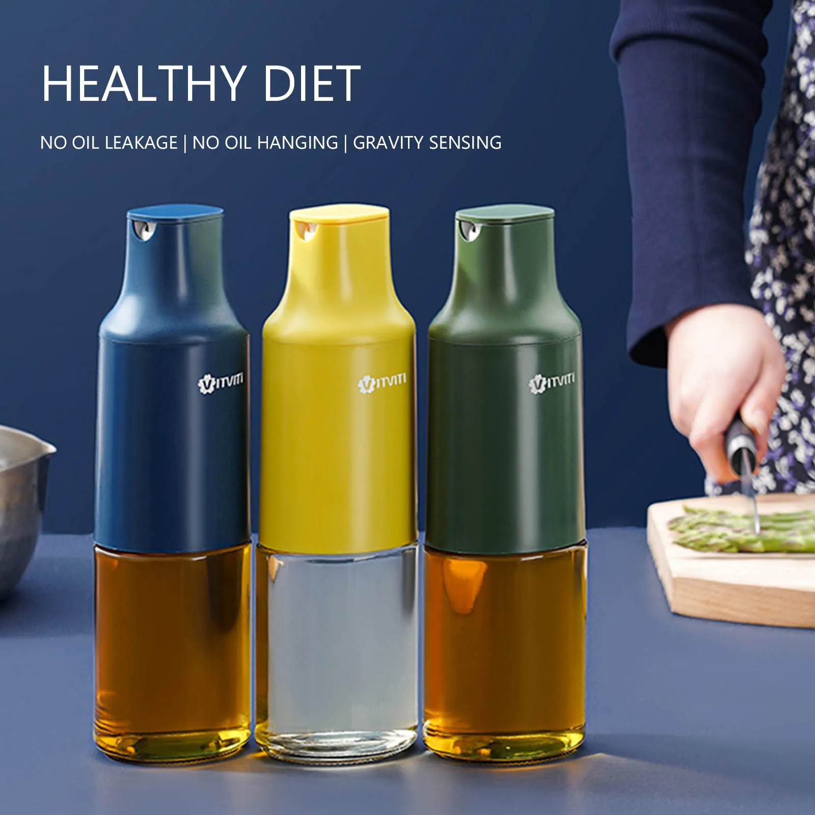 

Автоматическая раздвижная Крышка для чайника, гравитационная бутылка для масла, бытовая кухонная бутылка для масла, уксуса, приправ, кухонн...