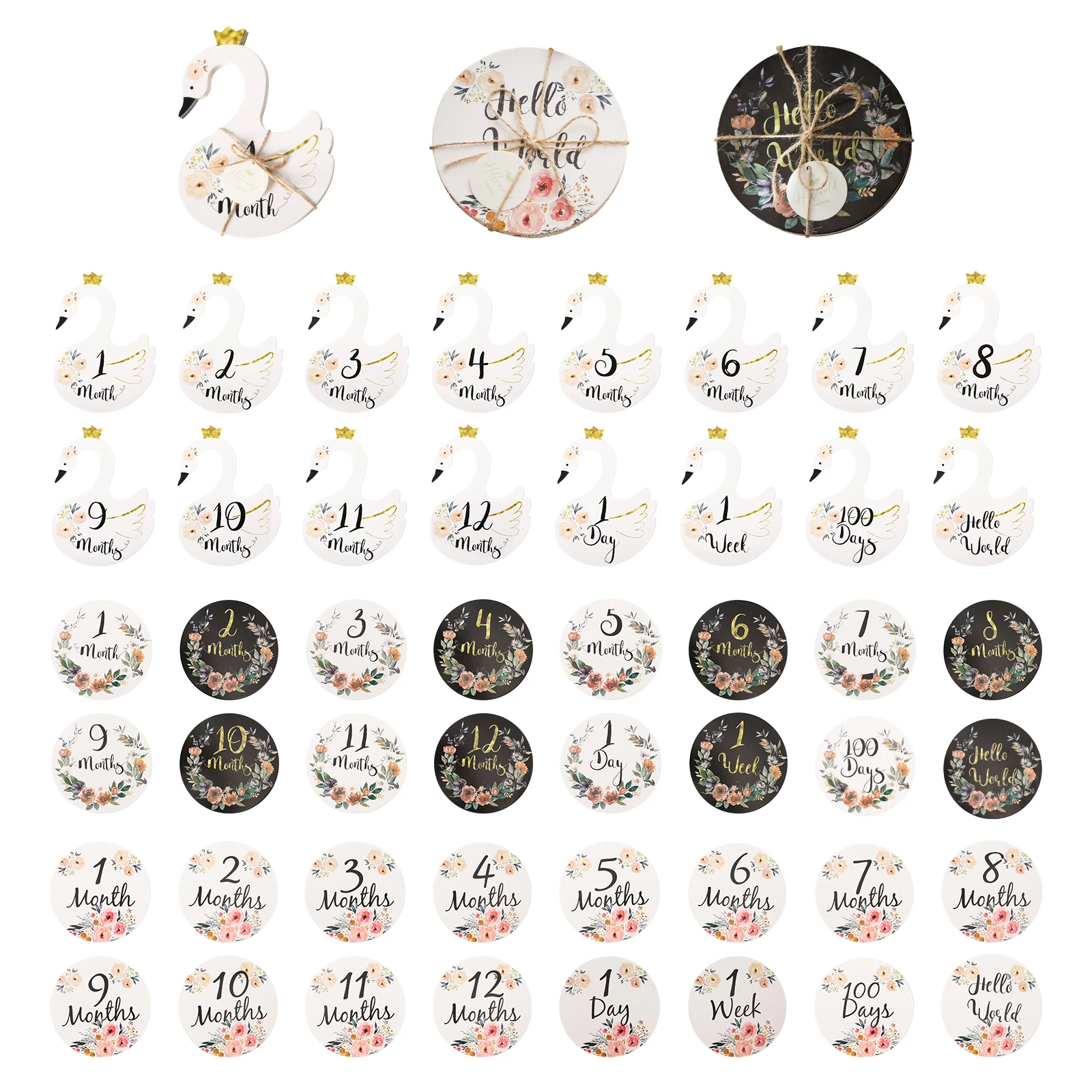 

12 шт./компл. новорожденный век новорожденный ежемесячный памятный бумажный картон, карты для записи роста, реквизит для фотосъемки новорожденных