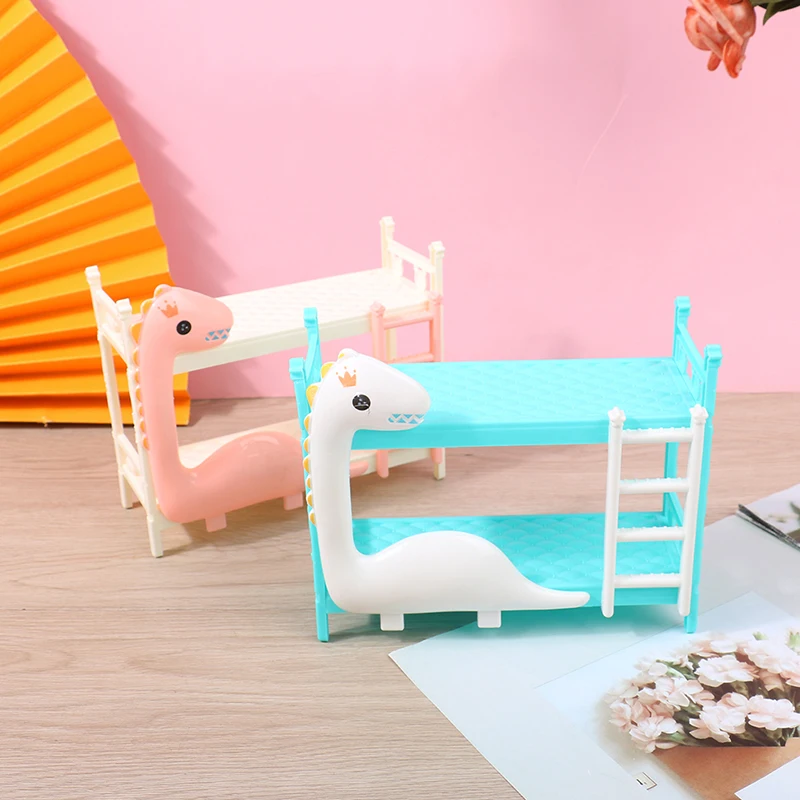 1Pcs Dollhouse Miniature Dinosaur Doll Bunk Bed Double Model DIY Scene Accessories