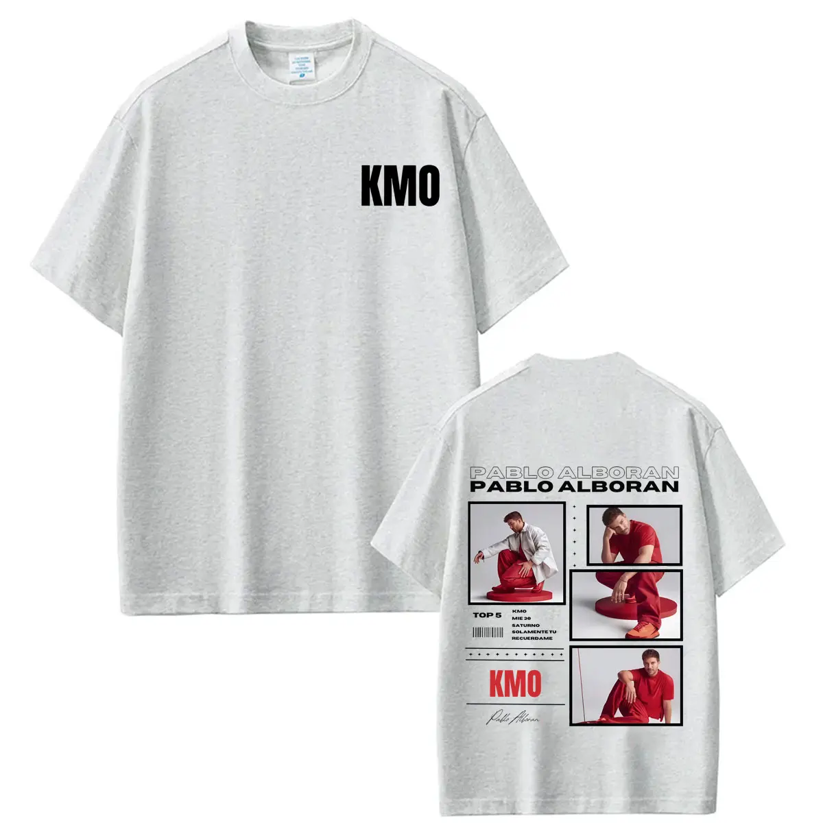 Фото Футболка с принтом певца Пабло Альборана Kmo Global Album Tour 2026, модные футболки для мужчин и женщин, свободные повседневные хлопковые футболки, уличная одежда №5