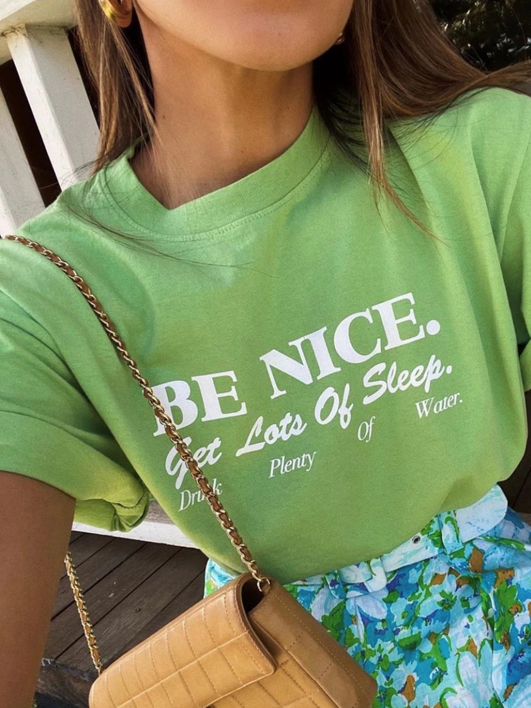 

Be Nice Letter Print Women's T-shirt Summer 2022 Cotton Short Sleeve O-neck Streetwear Casual Tees Shirt Classic All-match Tops