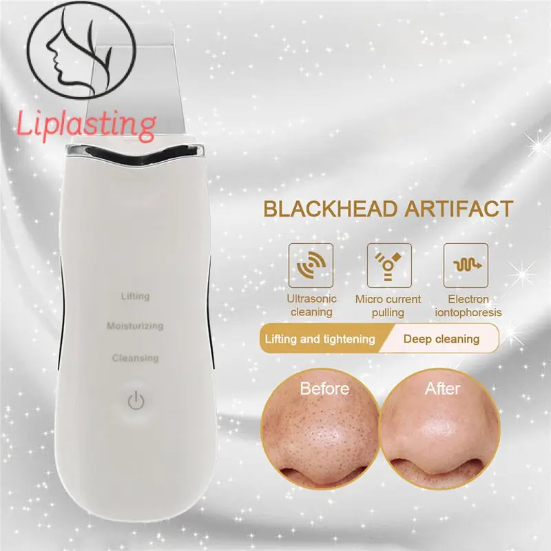 

Ultrasonic Rechargeable Facial Scrubber Cleaner Ion Acne Blackhead Remover Peeling Shovel Beauty Facial Massager Skin Care Tools