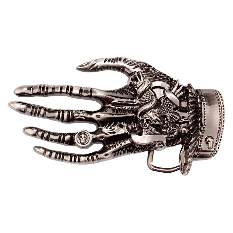 Hebilla de cinturón de mano de esqueleto, hebilla de Caballero de Rock de Metal pesado, componentes de pretina hechos a mano DIY