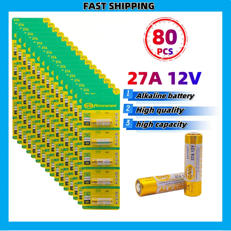 80 шт. щелочные батареи для автомобильной сигнализации 27 А 12 В