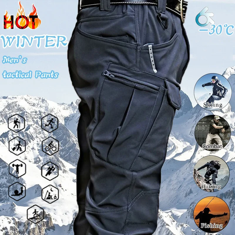 

Winter Mens Overalls Warm Thick Loose Pants Cotton Trousers Army Camouflage Tactical Camping Fishing Hiking Jogger Cargo Pants