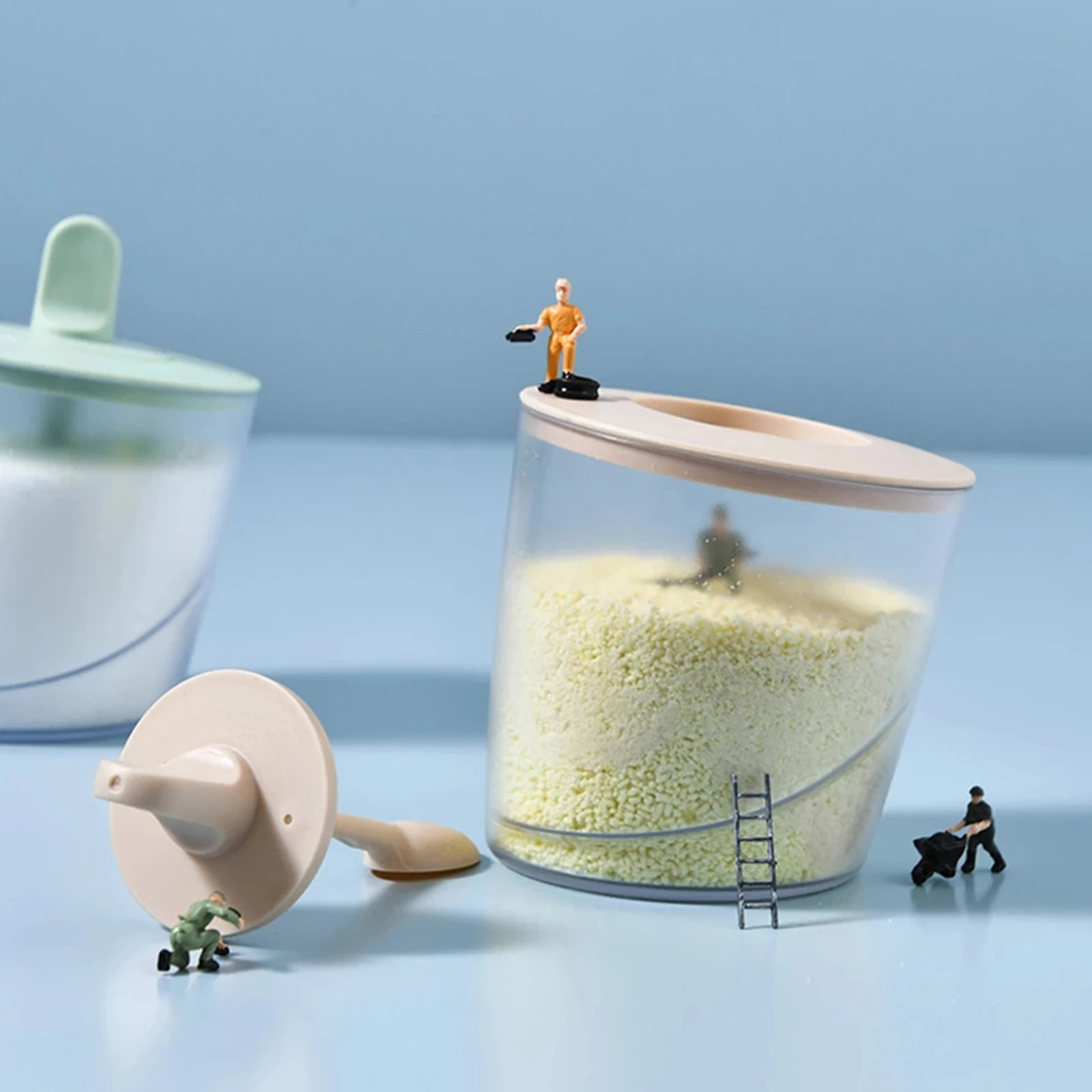 Пластиковый стандартный контейнер кухонная стойка для специй с крышкой ложка