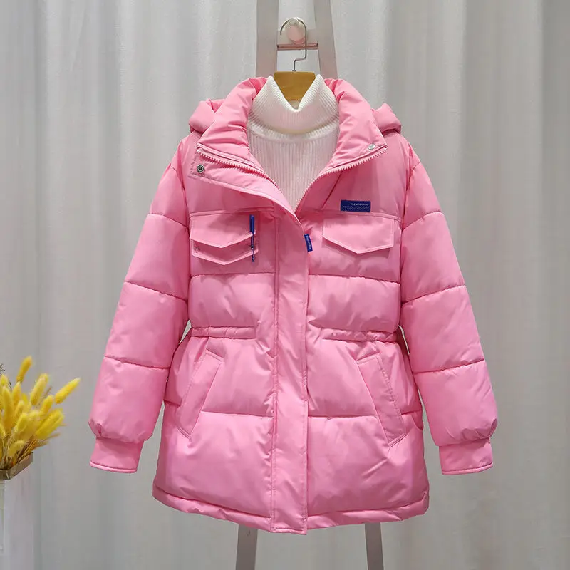 

Женская зимняя куртка с капюшоном, зимняя верхняя одежда, повседневное пальто, новое теплое плотное хлопковое пальто, Корейская Свободная куртка с хлопковой подкладкой V914
