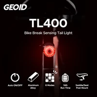 geoid bike auto taillight tl400 brake sensing light usb rechargeable cycling waterproof led bicycle seat rear flashlight lamp