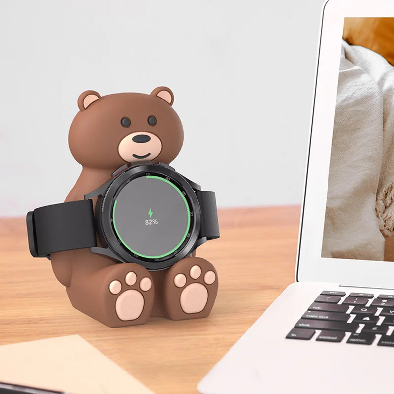 

Charger Stand for Samsung Galaxy Watch4 Classic Watch3 Active2 Cartoon Animal Bear Child Station Dock Bracket Holder