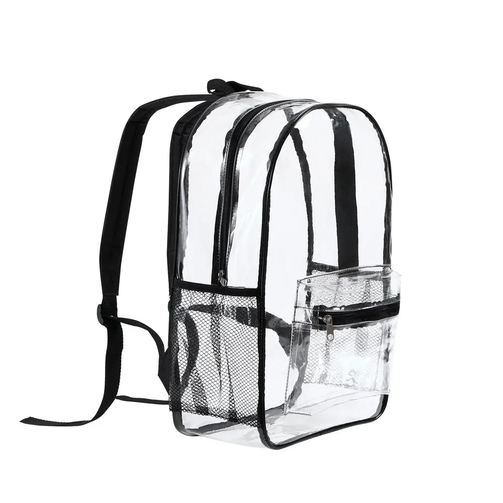 Heavy Duty Clear Transparent Backpack See Through Book-bag with Multi-color Choices for School, Sports, Stadium and So On.