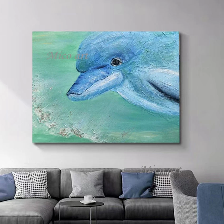 

Animal Head Wall Decoration Contemporary Painting Canvas Frameless Abstract Dolphin Pop Art Painting Wholesale Of 3d Pictures