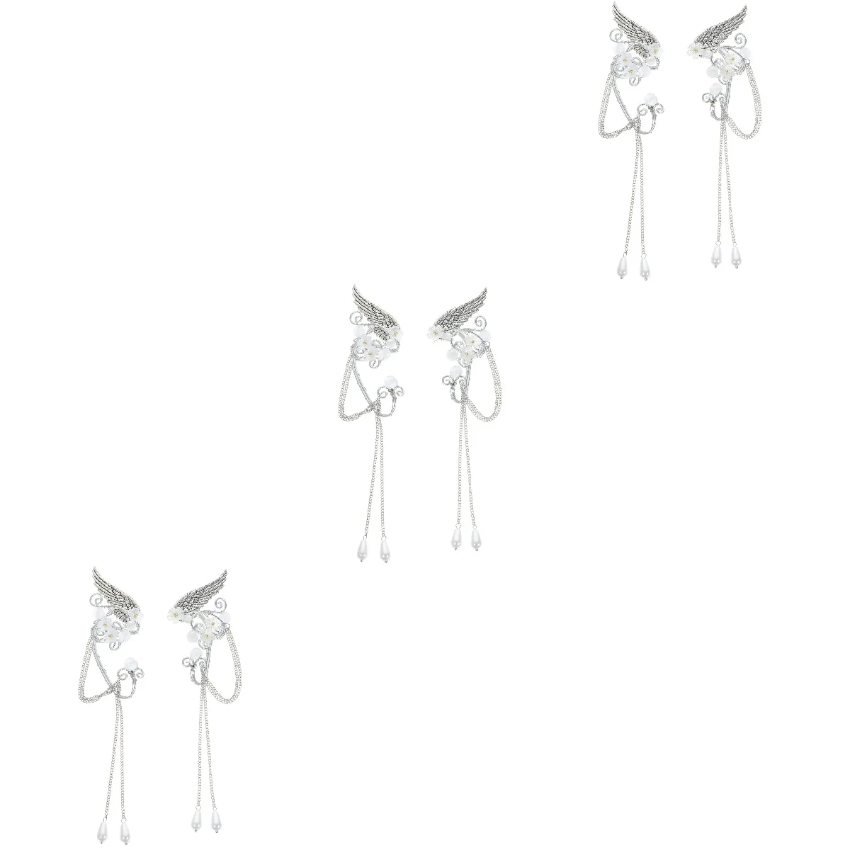 

3 пары, женские жемчужные серьги-клипсы