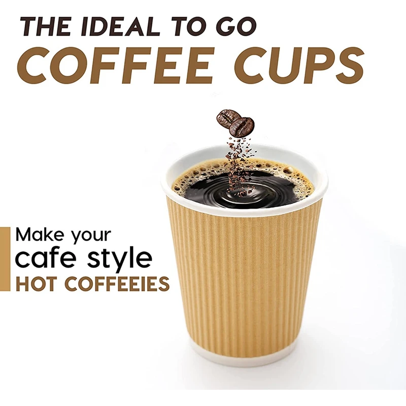Горячие 100 шт. 8 унций крафт-коричневые одноразовые чашки с тройными стенками и