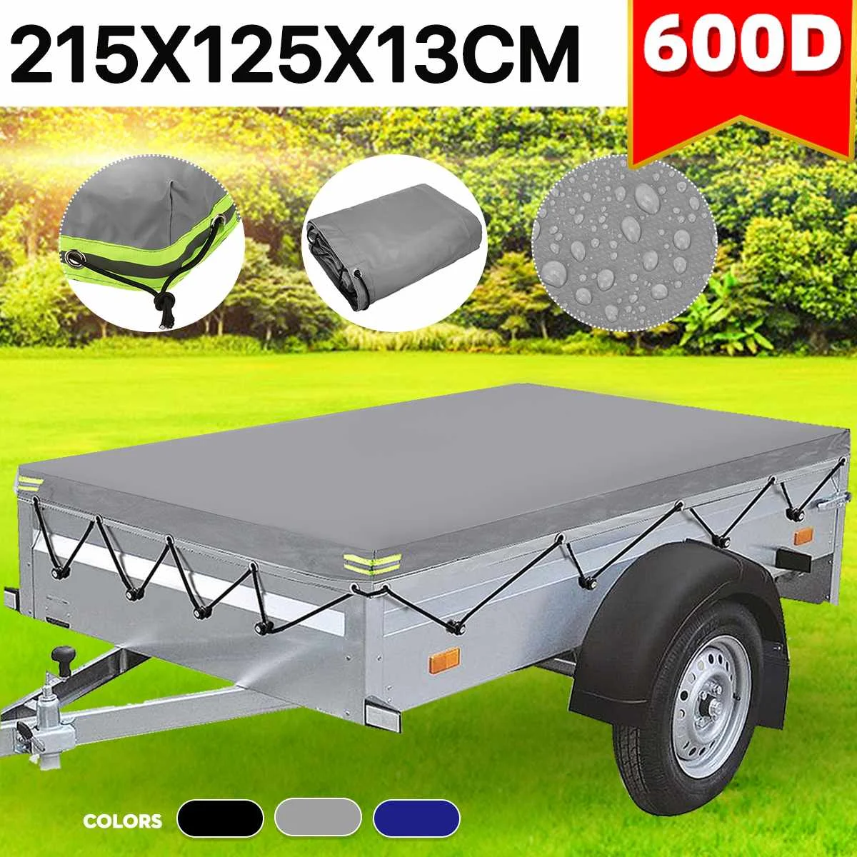 

600D Universal Trailer Car Cover Roof Canopy Sunshade Waterproof Dustproof Windproof Outdoor Protection For Travel Car Cover